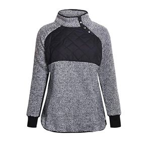 Button Neck Fleece Pullover Coat Asymmetrical